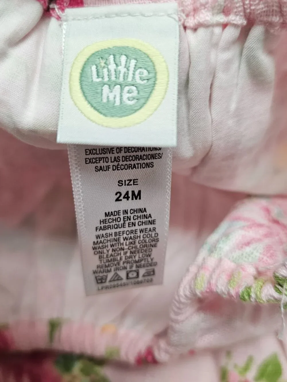 New Little Me Pink Baby Girl Flower Woven Romper Sleeveless Pom edge 24 Month